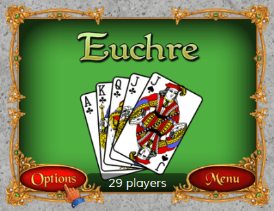 Options button for Euchre at World of Card Games