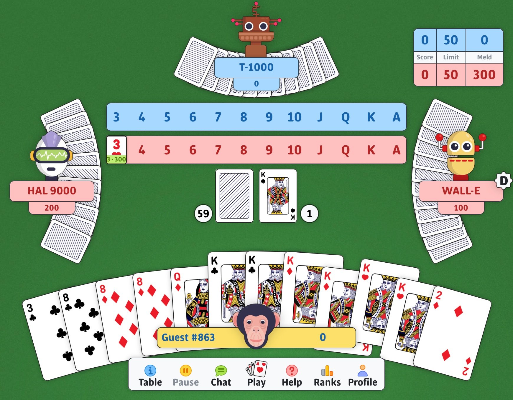 Play free Canasta online - Canasta card game screenshot