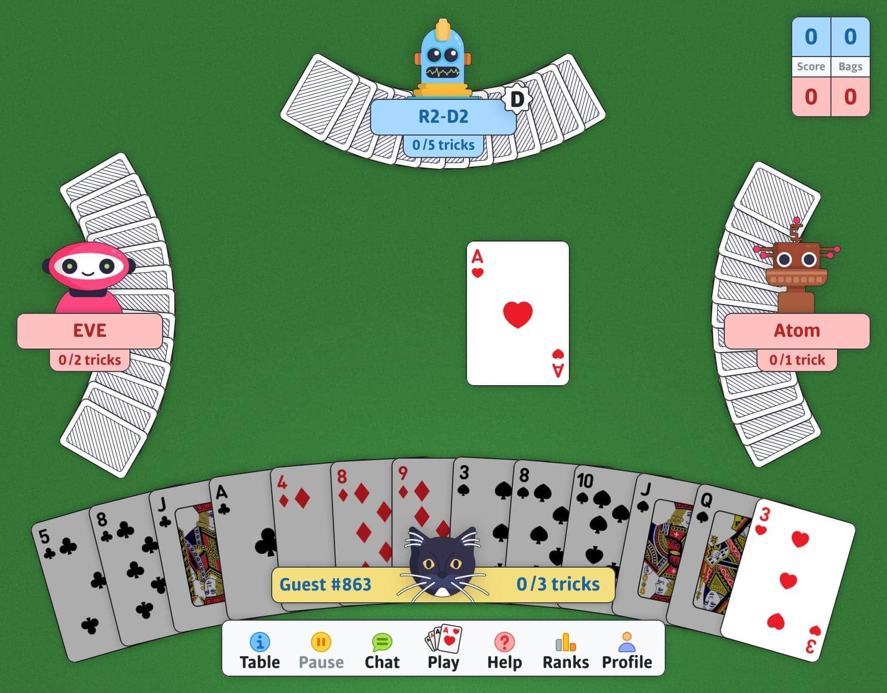 free spades card game online